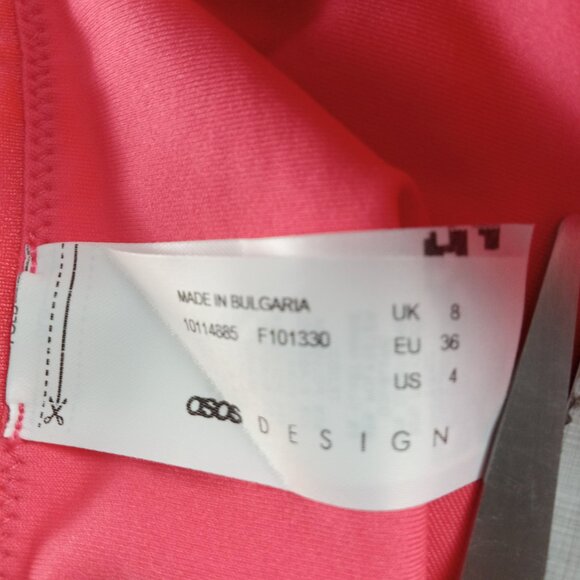 ASOS Design Women's High Leg High Waist Bikini Bottom Size 4 Coral Shimmer Swim - Picture 7 of 9